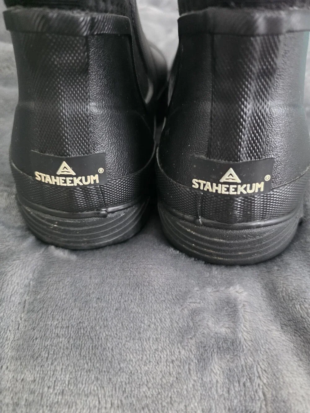 Staheekum Men's Waterproof Ankle Rain Boots Black Size 11